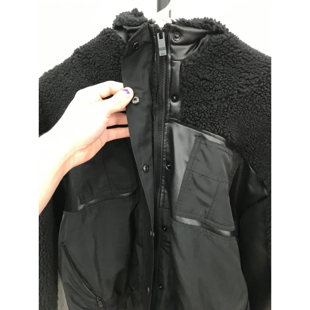 Alo Womens Sherpa Utility Gear OVERSIZE Jacket XS Black  Hooded C